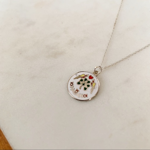 Vintage Irish Shamrock Folk Art Pendant Necklace - Picture 3 of 10